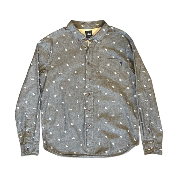 Stussy Micro Paisley Button-Down Shirt in Gray Men’s Small - Picture 3 of 7